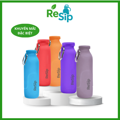 Bình Nước Silicon Gấp Gọn 650ml – Màu Trơn Tặng Bình Nước Silicon Gấp Gọn 425ml Cùng Màu